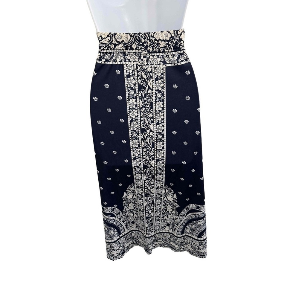 Metrowear Skirt Womens XL Petite Floral Elastic Waist Midi Silver Bling - Picture 6 of 8